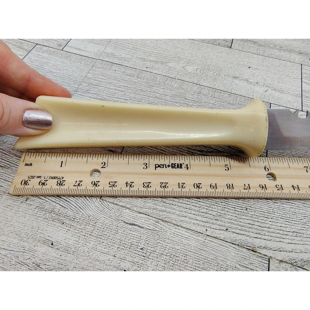 Vintage‎ Quikut Quikkle Stainless Double Sided Carving Knife Serrated Bakelite
